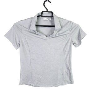 Womens Lady Hagen Gray Polo Shirt Short Sleeve Polyester Spandex Stretch Size M